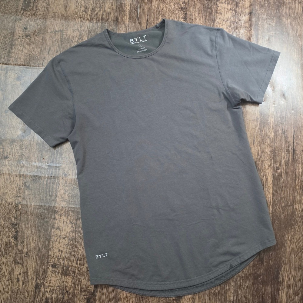 BYLT Lux Drop Cut T-Shirt Women Medium Gray Short Sleeve Athletic Crewneck Top